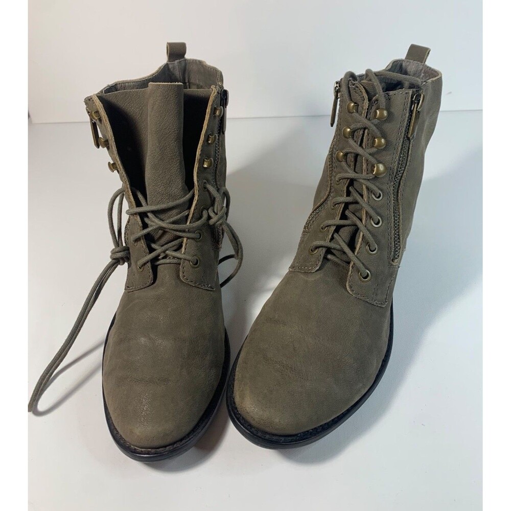 Sam Edelman Olive Army Green L Suede Mackay Lace Up Ankle Combat Moto Boots 9.5